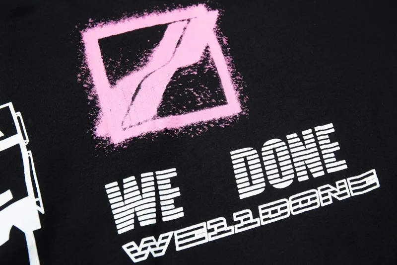 

2021ss Welldone T-shirt Men Women Black with red green printing logo We11done T shirts Tops Tee