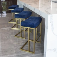 modern stainless steel base upholstered velvet fabric bar stool counter stool ottoman kitchen bar for dining room furniture