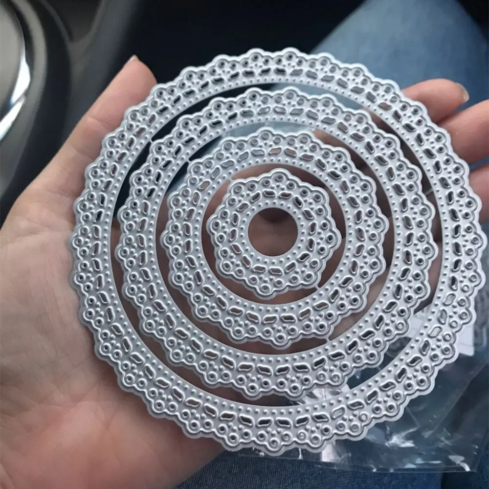 4 шт Doily круглая рамка металлические режущие штампы Скрапбукинг Ремесло штампы выбивает бумажные карточки сделать Трафарет Шаблон 10,8x10,8 см