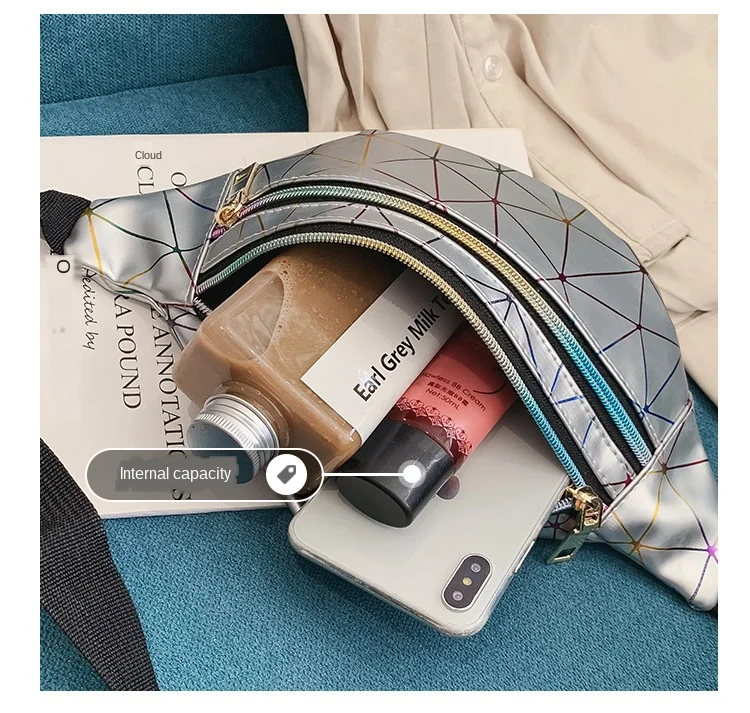 

PU Leather Colorful Laser Art Chest Bag Simple Personality Ladies Shoulder Messenger Bags Fashion All-match Mochila Feminina