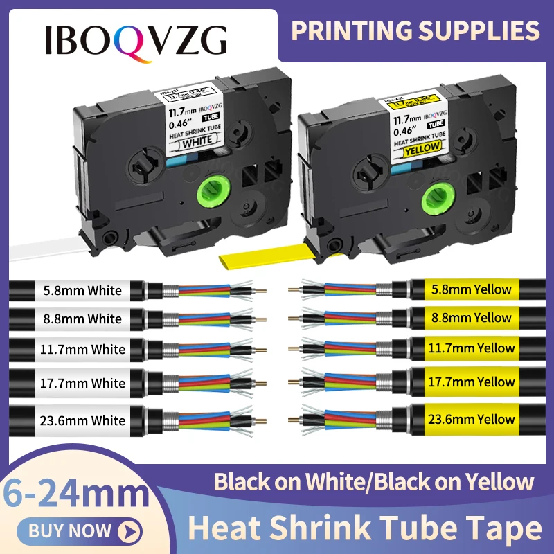 

IBOQVZG Heat Shrink Tube Tape Compatible For Brother Hse-211 Hse-221 Hse-231 241 251 hse 211 221 231 631 621 For P-Touch Printer
