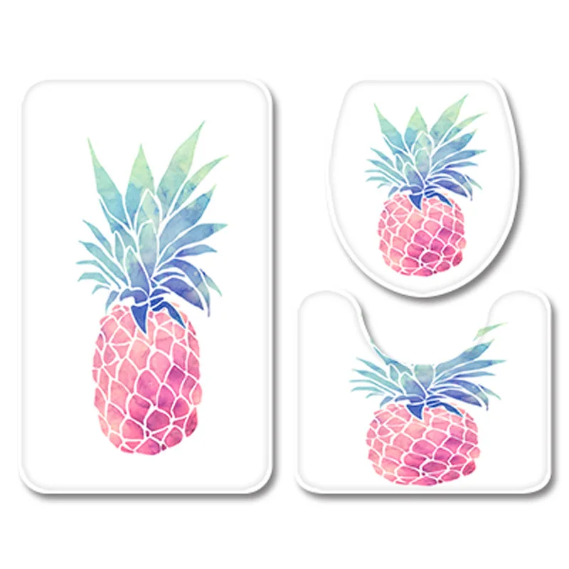 Коврик для ванной комплект из 3 предметов с рисунком ананаса коврик унитаза