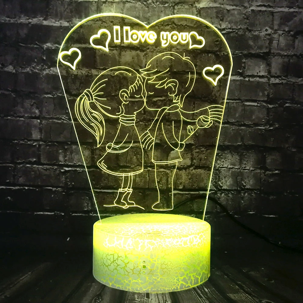 Романтический 3D светодиодный светильник с надписью «I LOVE YOU», лампа RGB, ночник, светильник для мальчика, поцелуя, девочки, стол для спальни, Декор, Подарочная бутафория для любимой девушки