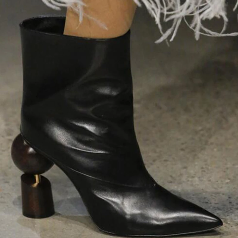Женские ботильоны с острым носком модельные кожаные ботинки на высоком каблуке