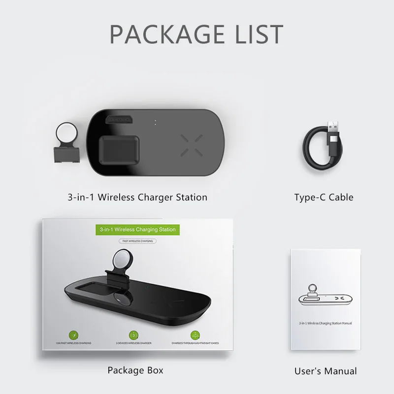 

3 in 1 Wireless Charger Wireless Charging Fast Charger For Apple Watch Galaxy Watch iPhone 12 Airpods Samsung Galaxy Buds Note20