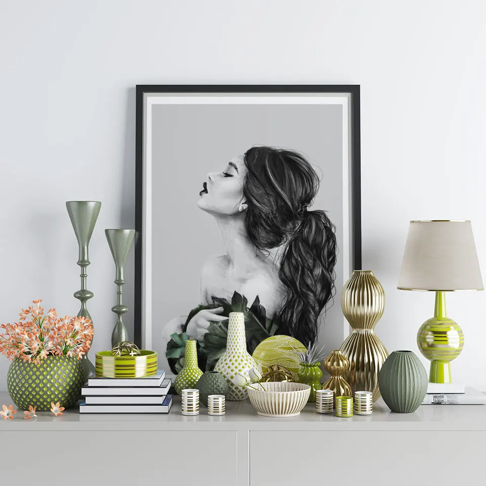 Модный постер для девочек фотография фигурка Картина на холсте черная белая