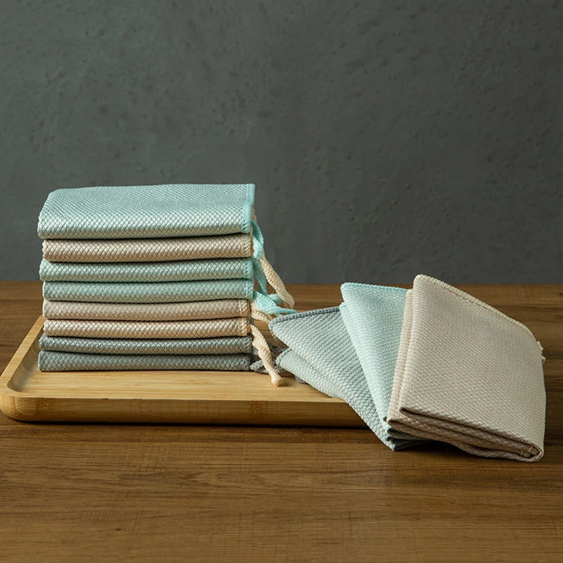 

10 шт. никаких следов салфетка из микрофибры в виде рыбьей чешуи женские темно-синие очистки комплект одежды для чистки зеркал Стекло блюдо ш...