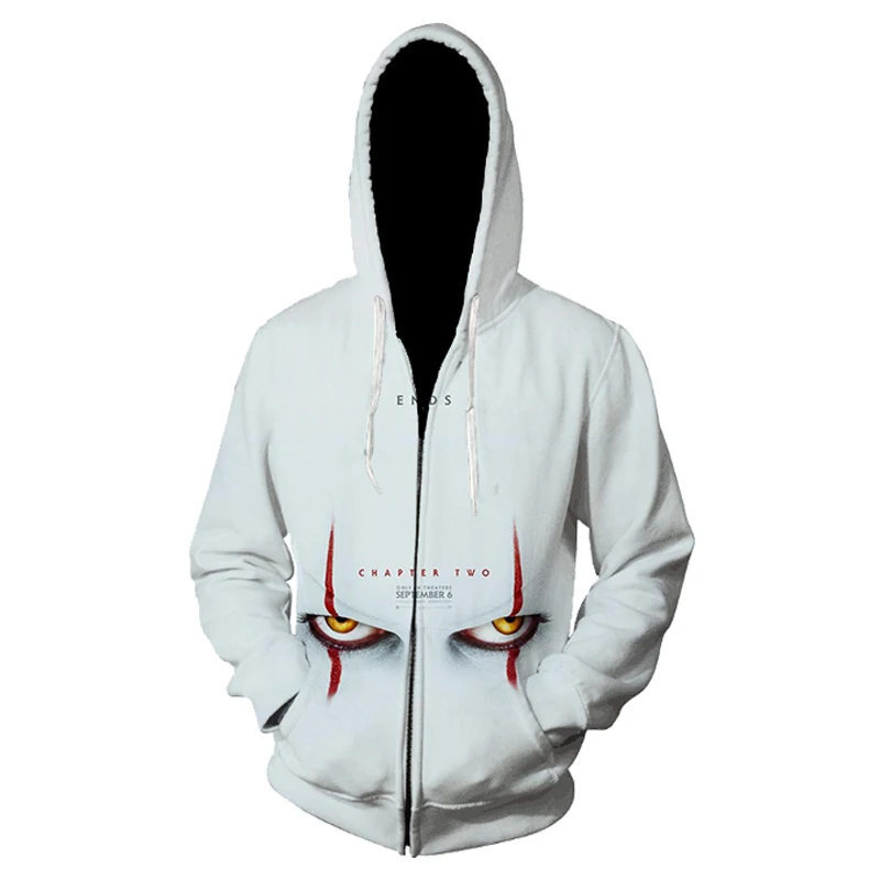 BZPOVB Back The soul clown harajuku Hoodies Cosplay Costumes 3D Printed Sweatshirt zip Cardigan Cartoon hooded Jackets | Мужская одежда