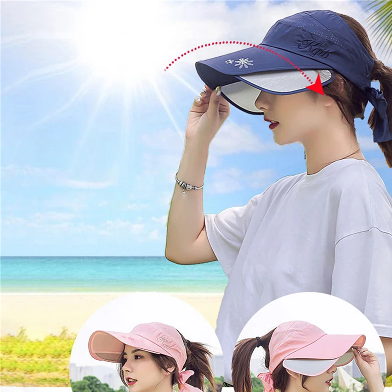 

Sun Hats For Women UV Protect Visor Baseball Cap Summer Topless Beach Hat Cycling Fishing Sun Shade Caps With Elastic