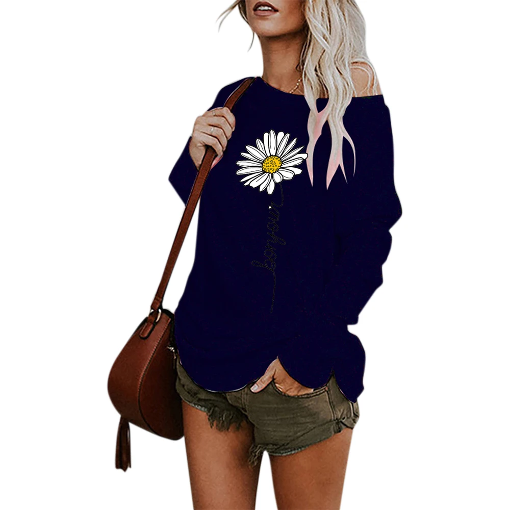 

Autumn Floral Print Women Tshirt O-Neck Full Sleeve Casual Mid Long Tee Shirt Plus Size Comfortable Ladies Tops