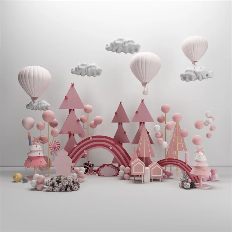 Laeacco розовый фон для фотосъемки воздушные шары цирковой круиз колесо обозрения