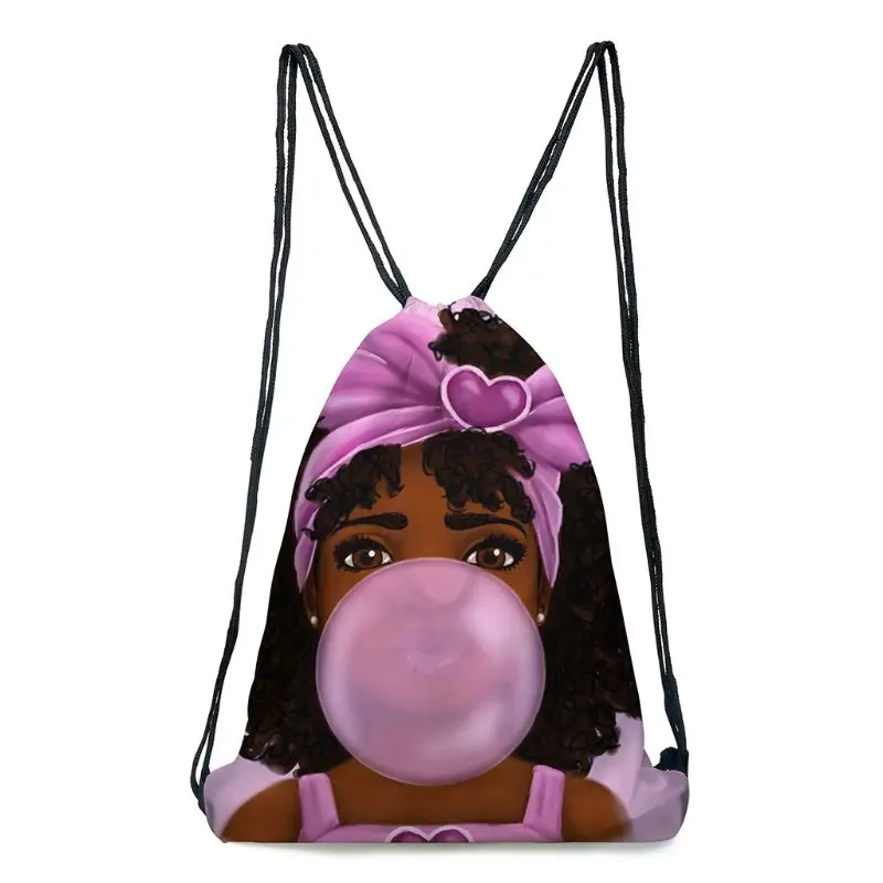 

Fashion African Girl Sport Drawstring Bag Backpack Shopping Pack Adult Teenagers Storage Bag for School Summer, Beach