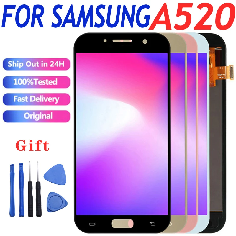 Оригинальный Super AMOLED LCD для Samsung Galaxy A5 2017 A520 ЖК A520F SM дисплей сенсорный экран