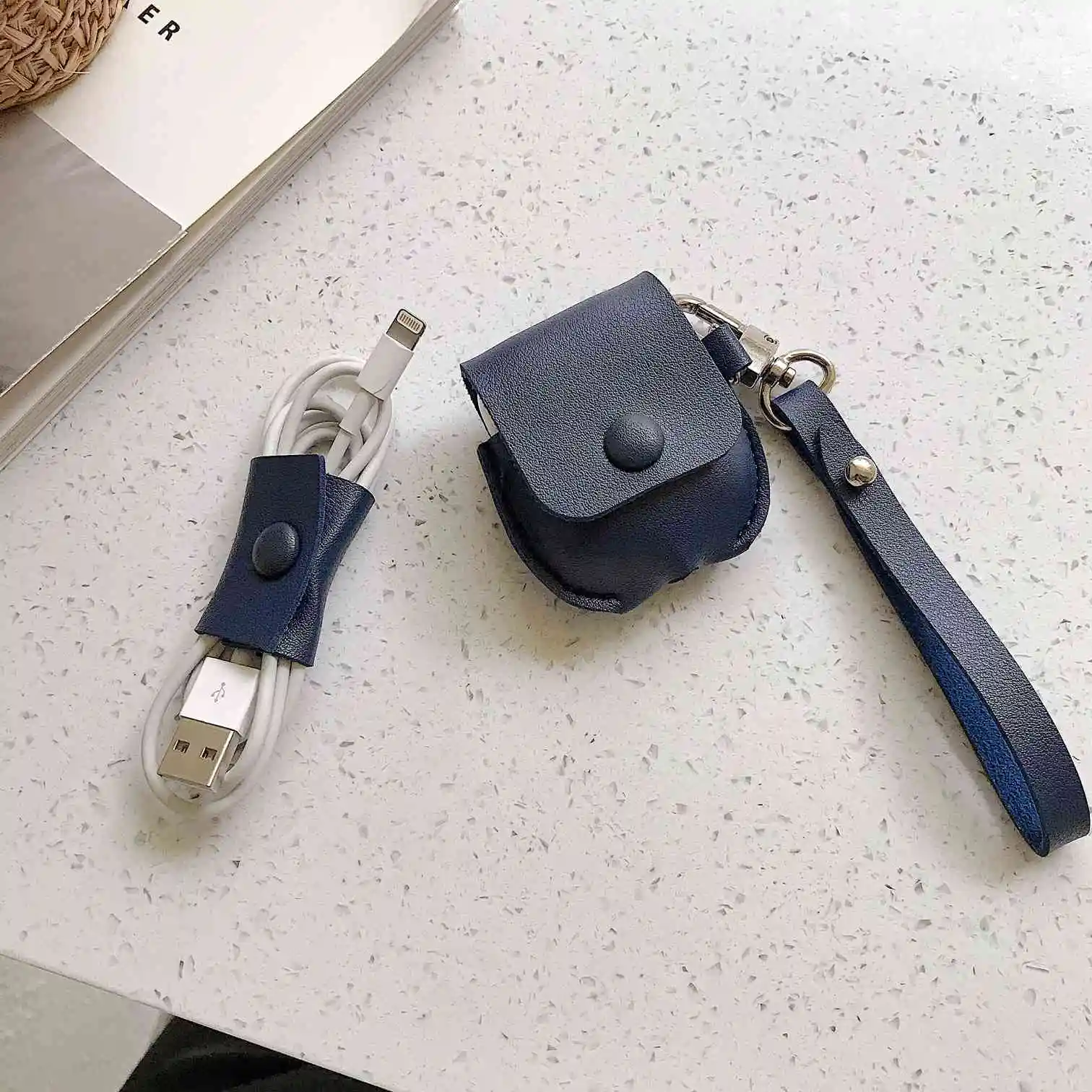 Роскошный кожаный чехол для apple airpods 2, чехол, беспроводная Bluetooth Крышка с зарядным кабелем, защитный чехол, кожаный чехол для наушников