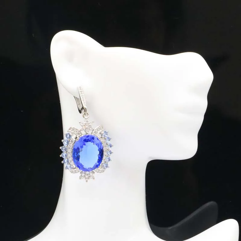 50x26 мм Большой овальной вставкой из Gemstone18x15mm создан фиолетовый Танзанит циркон