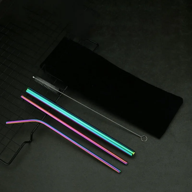 4 шт. многоразовые металлические трубочки для питья 4/8 304 Нержавеющая сталь