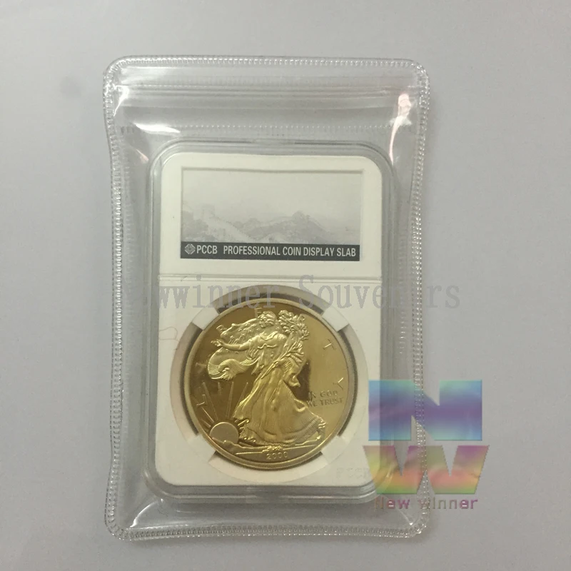 

10PCS with FedEx non magnetic American Liberty Eagle Coin 1 Oz Gold Plated 2011 2000 1933 Bullion Souvenir With PCCB Case