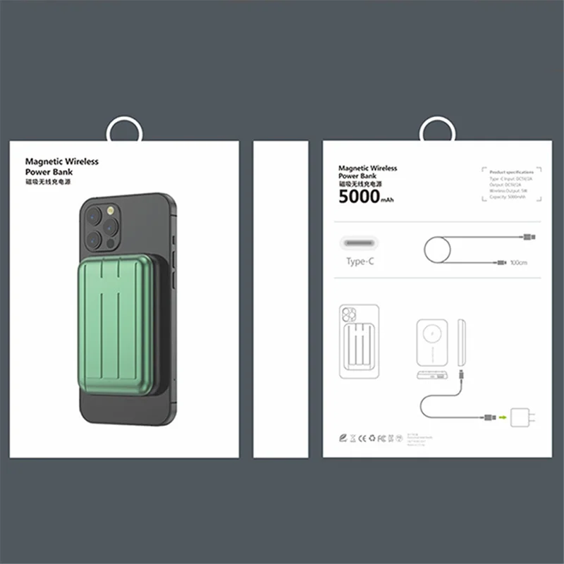 

2021 10000mAh Solid color New Power Bank 15W Magnetic Wireless Mobile Phone Charger For iphone 12 magsafe External battery