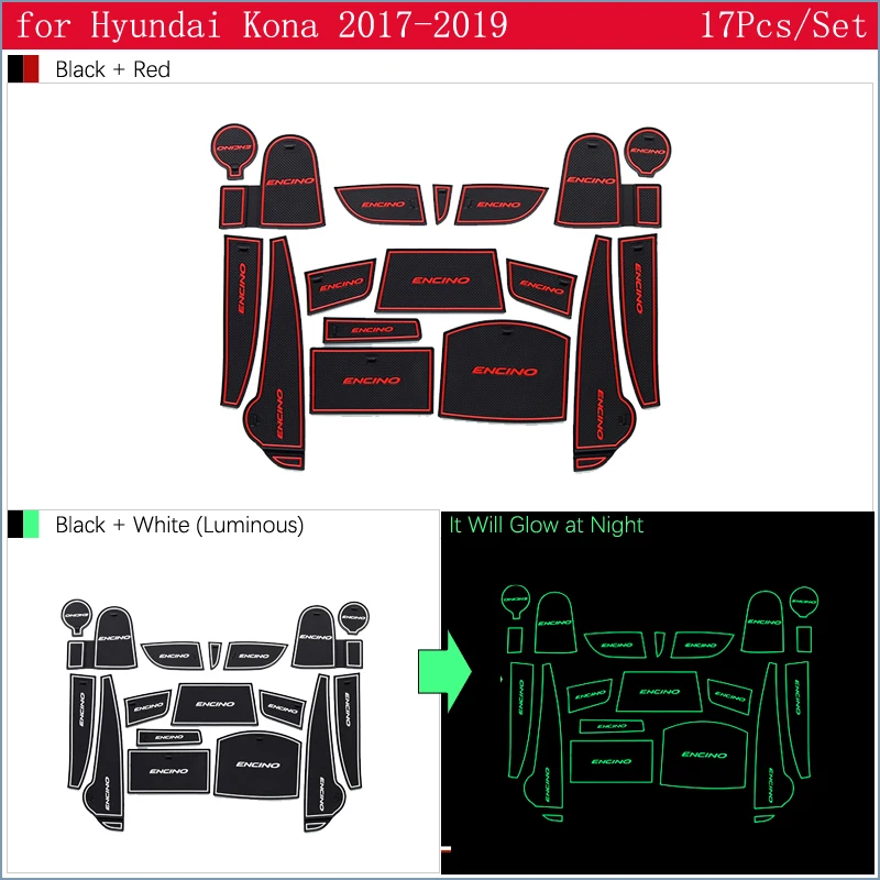 Внутренние аксессуары для Hyundai Kona 2017 2018 2019 Kauai Противоскользящий резиновый