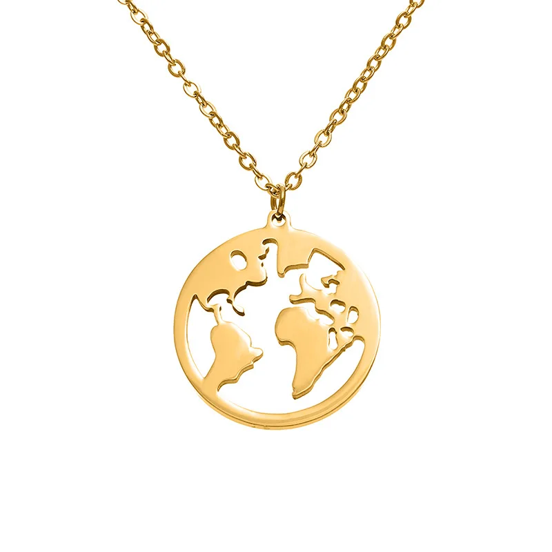 

World Map pendant stainless steel necklace.A present for mom's girlfriend.