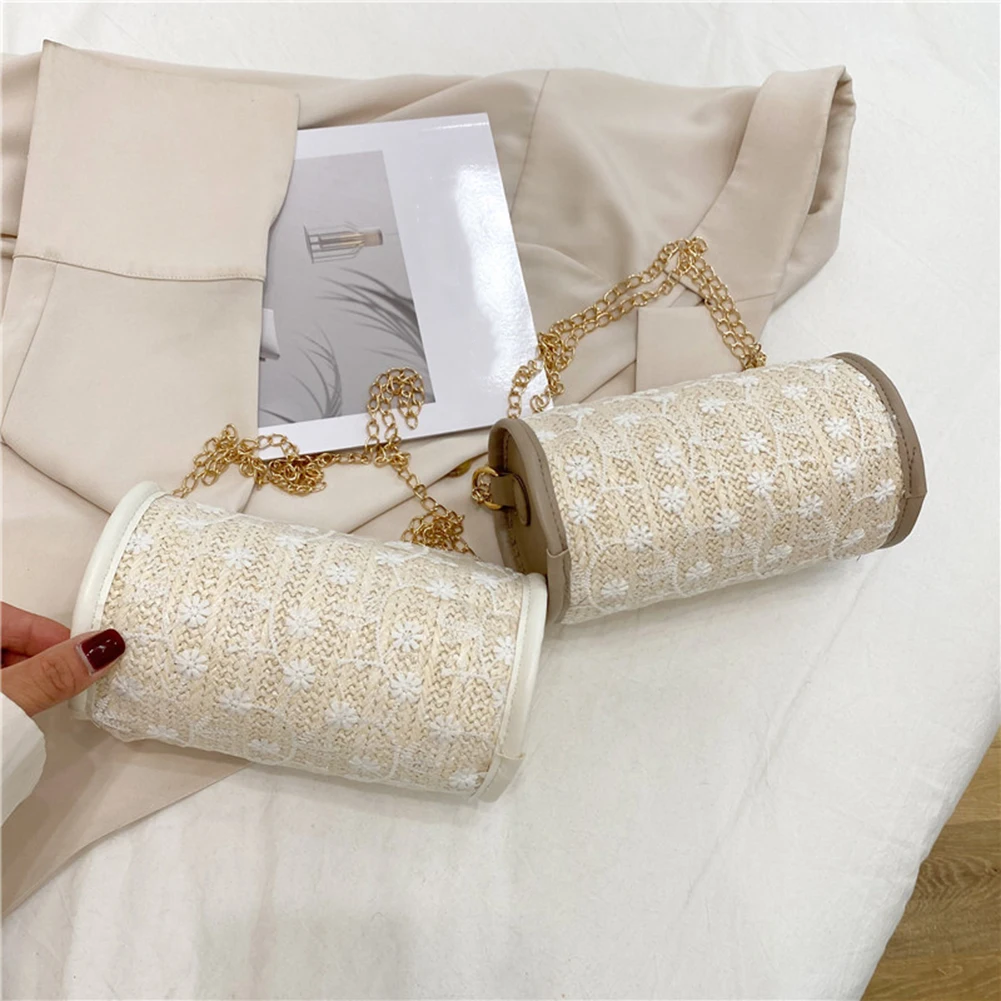 

Floral Pattern Underarm Bags Small Soft Woven Shoulder Bags for Women Chain Designed Handbag Female Travel Totes