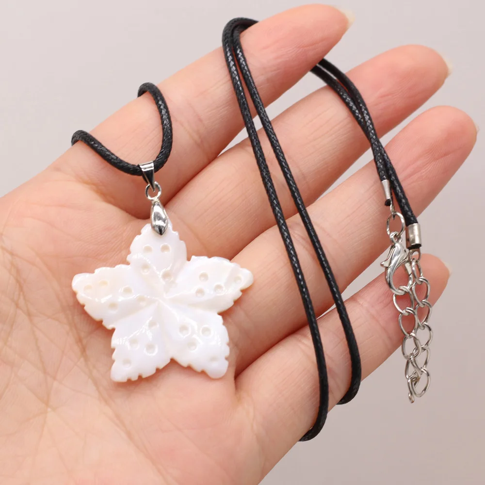 

Natural White Shell Alloy Star Necklace Pendant For Woman Handmade Craft Accessory Exquisite Necklace Jewelry Pendant 50x50mm
