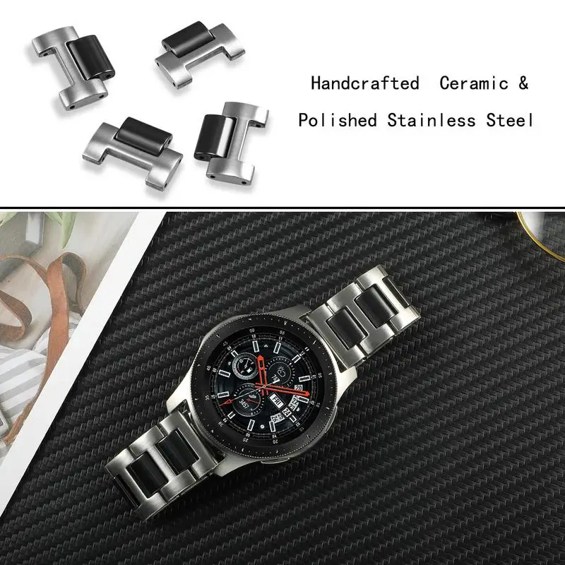 Ремешок из керамики и нержавеющей стали 22 мм для Samsung Galaxy Watch 46 мм/Watch 3 45 мм/Gear S3