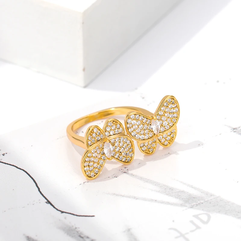 

Butterfly Shining Crystal Zircon Ring for Girls Princess Luxury Fashion Rings Jewelry for Women Fashion Wedding Birthday Gifts