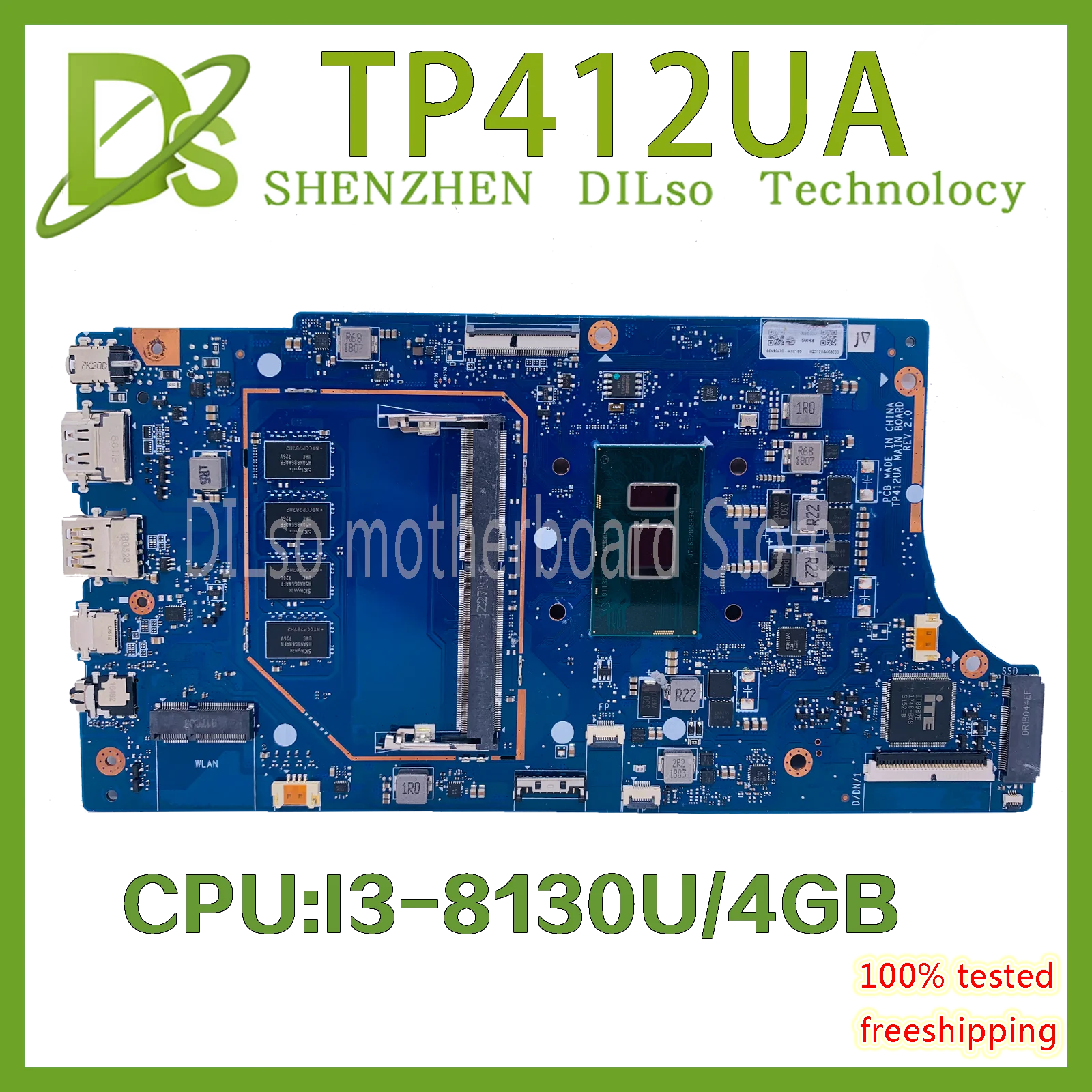 

TP412UA материнская плата для ноутбука ASUS Vivobook Flip14 TP412 TP412U TP412UA оригинальная материнская плата с I3-8130U 4 Гб ОЗУ 100% ТЕСТ ОК