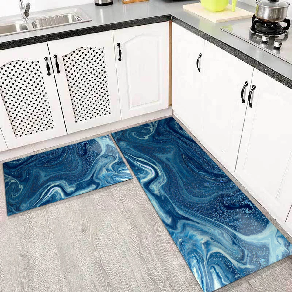 

Modern Home Mat For Kitchen Blue Bedroom Rugs Bedside Floor Mats Carpets For Entrance Of The House Washable Non-slip Hall Carpet