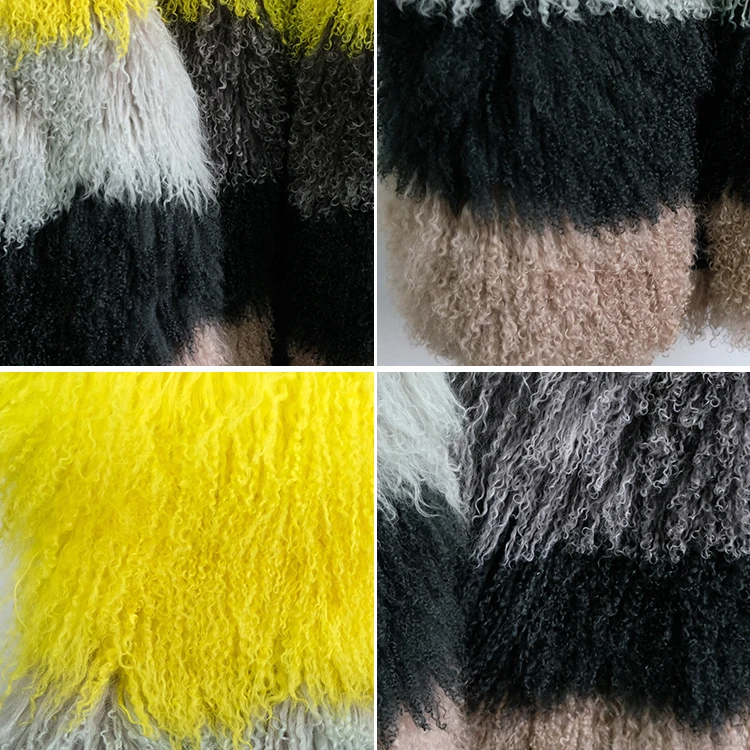 Rf2008 контрастный цвет натуральный мех жилет яркие монгольские овцы меховой для