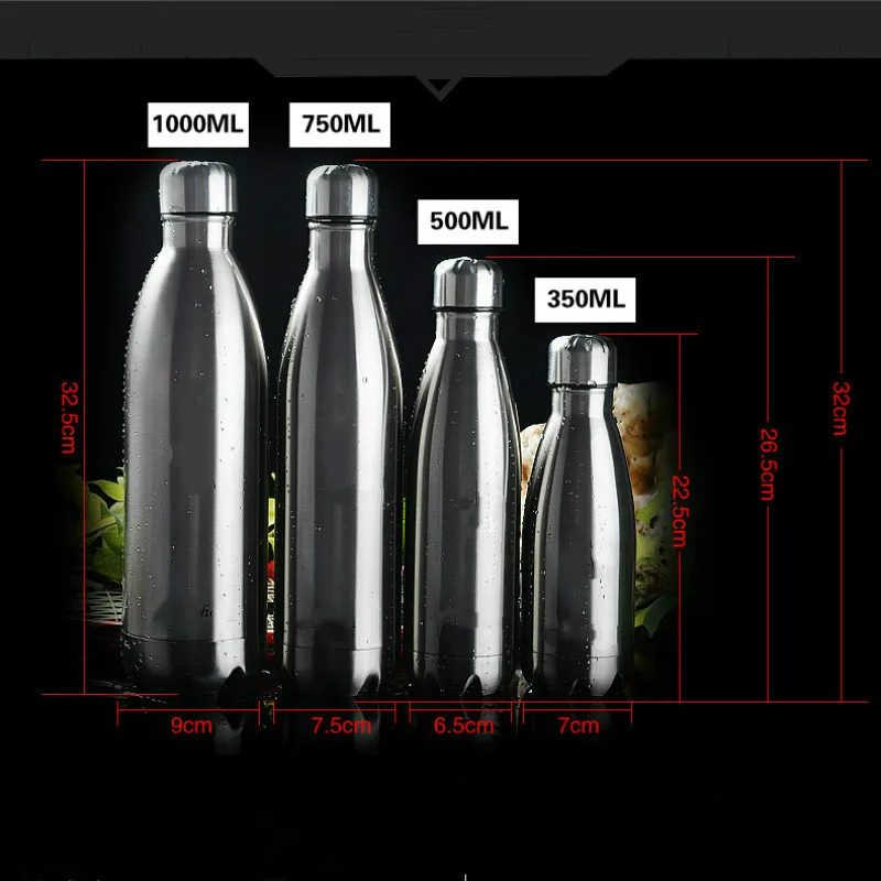 

350/500/750/1000ml Double-Wall Insulated Vacuum Flask Stainless Steel Water Bottle BPA Free Thermos for Sport Water Bottles