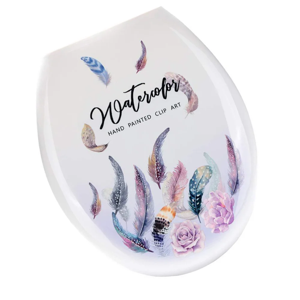 

1PC 18 Inches Thickening Printed Toilet Lid U-shaped Toilet Seat Cover Universal Toilet Lid Creative Patterns Toilet Sea