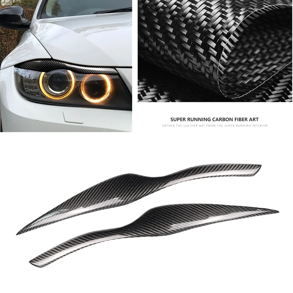 

Headlight Eyebrow Trim For BMW E90 E91 2006-2011 4 Door Front Head Light Lamp Cover Headlamp Eyelid Carbon Fiber Brow Sticker