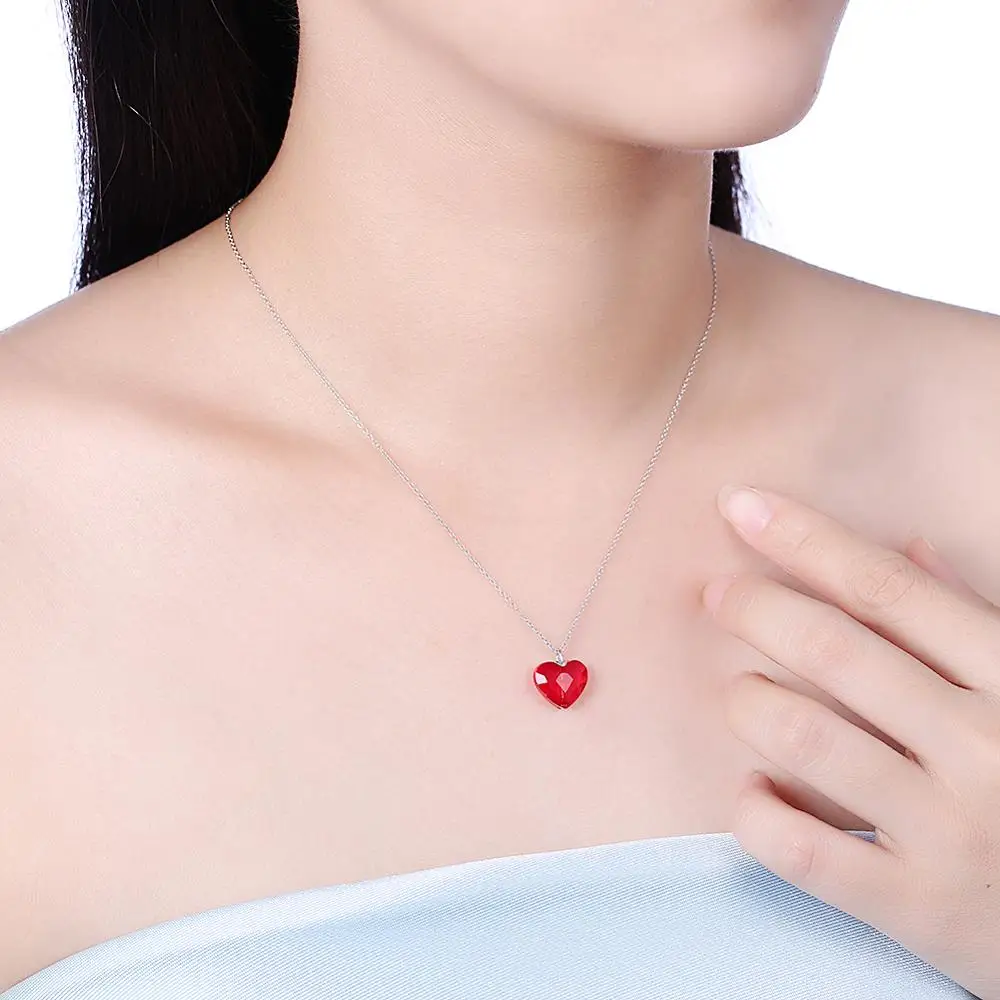 Кулон LEKANI в виде сердца красное сердце с кристаллами Swarovski колье из стерлингового