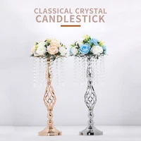 Gold/Silver Acrylic Crystal Table Dining Candlestick Centerpieces Flowers Road Lead Candelabra Wedding Party Porps Home Decor