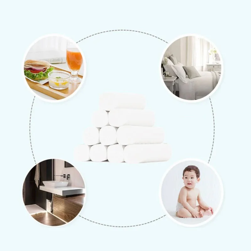 10 рулонов мягкая туалетная бумага салфетки 3-слойная Бытовая рулонная без