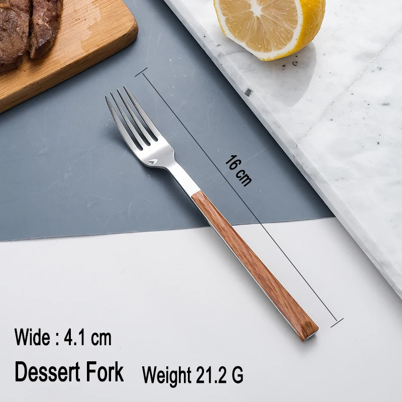 

Wooden Handle Western Flatware 1/2/6/12/24 pcs Stainless Steel Cutlery Set Knife Fork Spoon Teaspoon Dinner Set Dinnerware Set