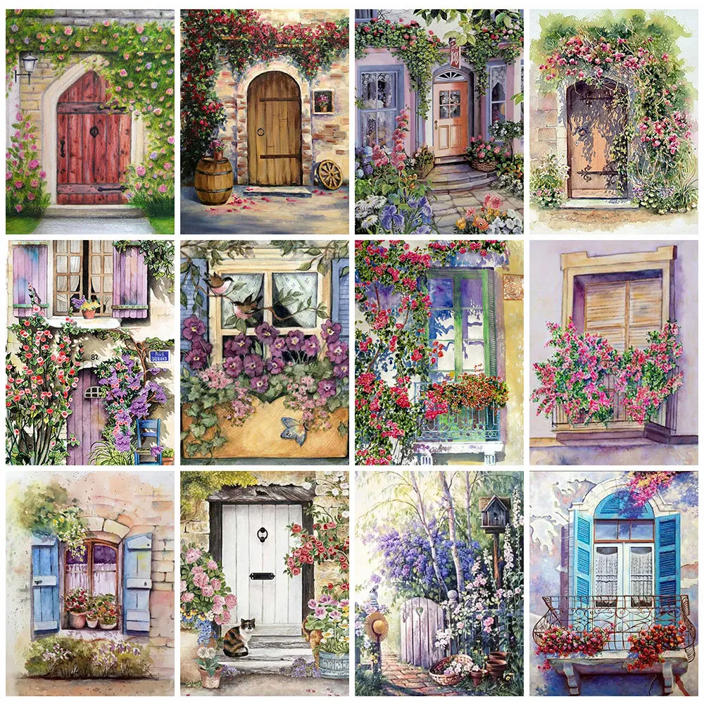 

HUACAN 5d Diamond Painting Full Drill Square Landscape Flower Diamond Embroidery Cross Stitch Door Rhinestones Mosaic Wall Art