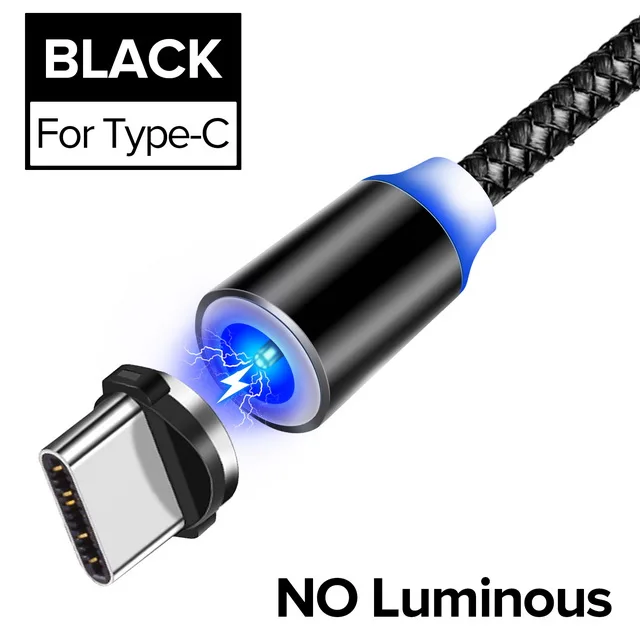 For Type C Black INIU световой поток магнитного освещения USB кабель для iPhone XR X 7 8 микро Тип C зарядное устройство Быстрая зарядка магнит зарядка USB-C тип-c - Цвет: For Type C Black