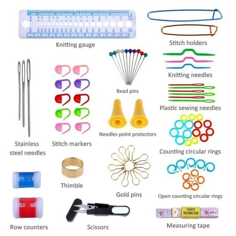 

Crochet Hooks Set 100- PCS Aluminium Needles with Tools Accessories for Knitting