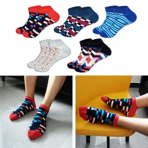 LIONZONE весенне-летние мужские хлопковые носки до щиколотки для мужчин деловые повседневные полосатые цвета короткие мужские носки тапочки 2019