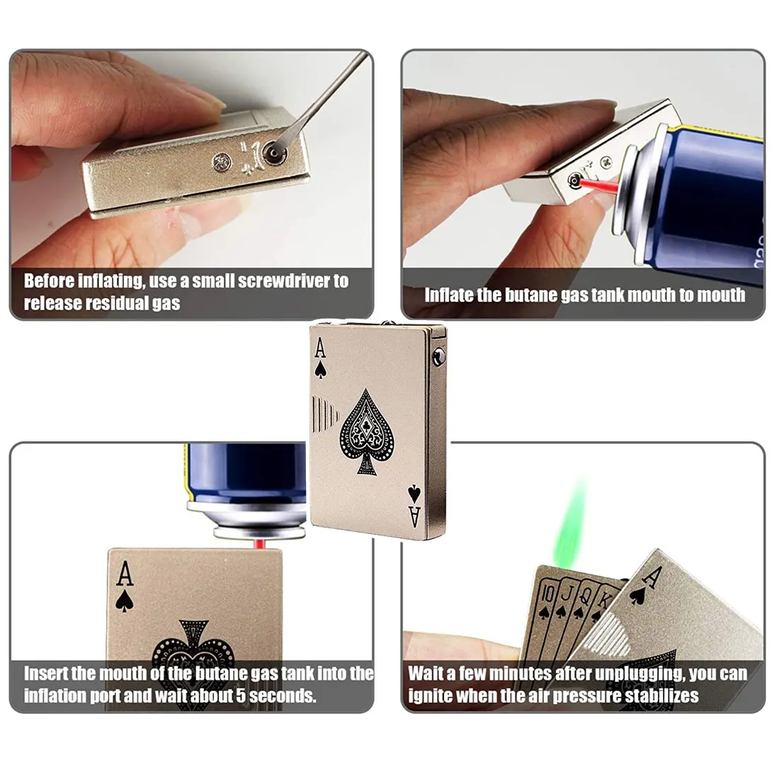 

Turbo Butane Gas Lighter Metal Jet Playing Cards Torch Lighter Creative Windproof Portable Outdoor Lighter Funny Toys For Men