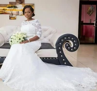 vintage african mermaid wedding dresses sweep train half sleeves lace bridal dress plus size bridal gowns
