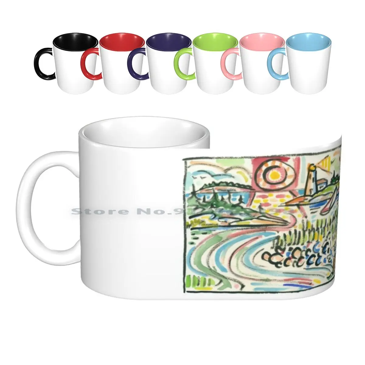 

Керамические кружки с изображением маяков, чашки для кофе, кружка для чая с молоком, морской волны, островка Мейн, маяк, утро, рассвет, Морская Чайка, парусная лодка