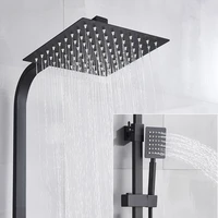 thermostat mixer tap matte black shower faucet thermostatic shower set dual handle rain waterfall bath shower mixer column
