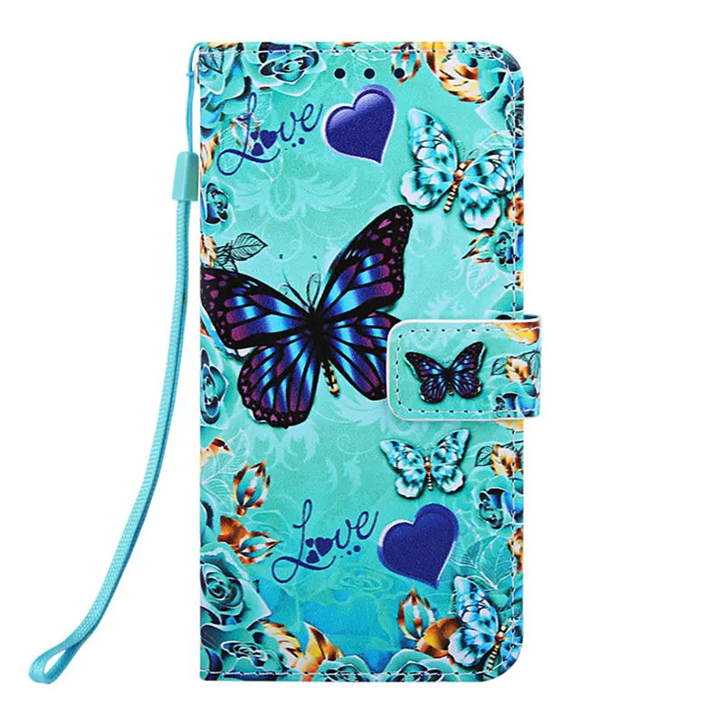 Love Butterfly Роскошный Винтажный чехол для телефона Apple iPhone 11 Pro Max X XS Max XR 5 5S 6 6S 7 8 Plus кожаный бумажник откидная крышка Coque D03D - Цвет: Love Butterfly