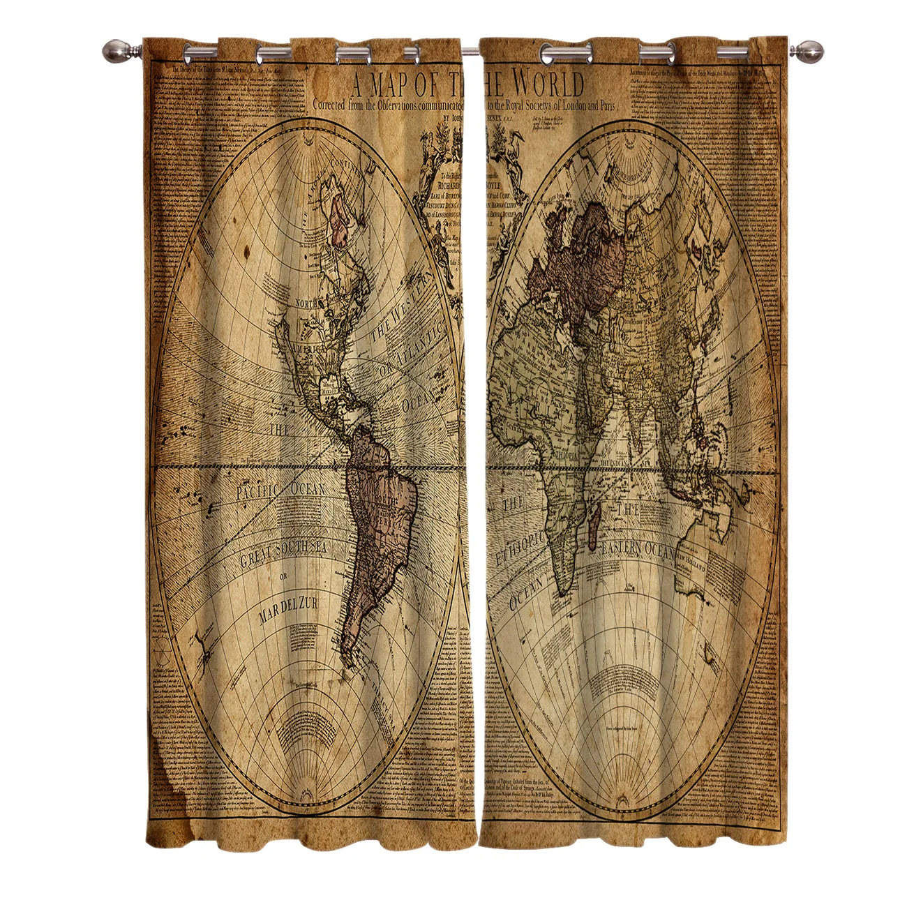 Карта мира винтажные морские старинные занавески на окна для гостиной детской