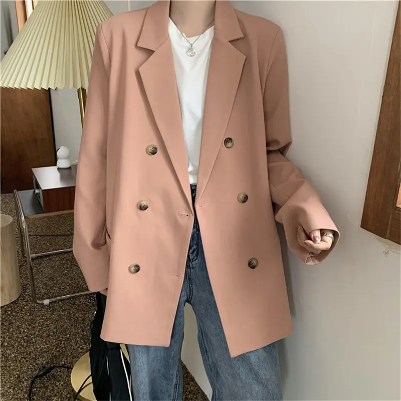 

High Quality Loose Blazers Stylish Girls Women Casual Vintage Solid Gentle Tops OL All Match Chic Streetwear Blazers