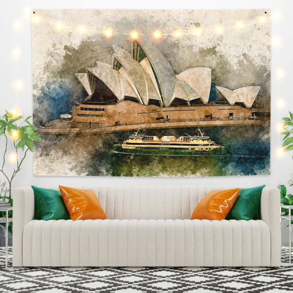 

Champagne Landscape Tapestry Vintage Exotic Summer Plant Nature Frame for Bedroom Photography Wall Decor